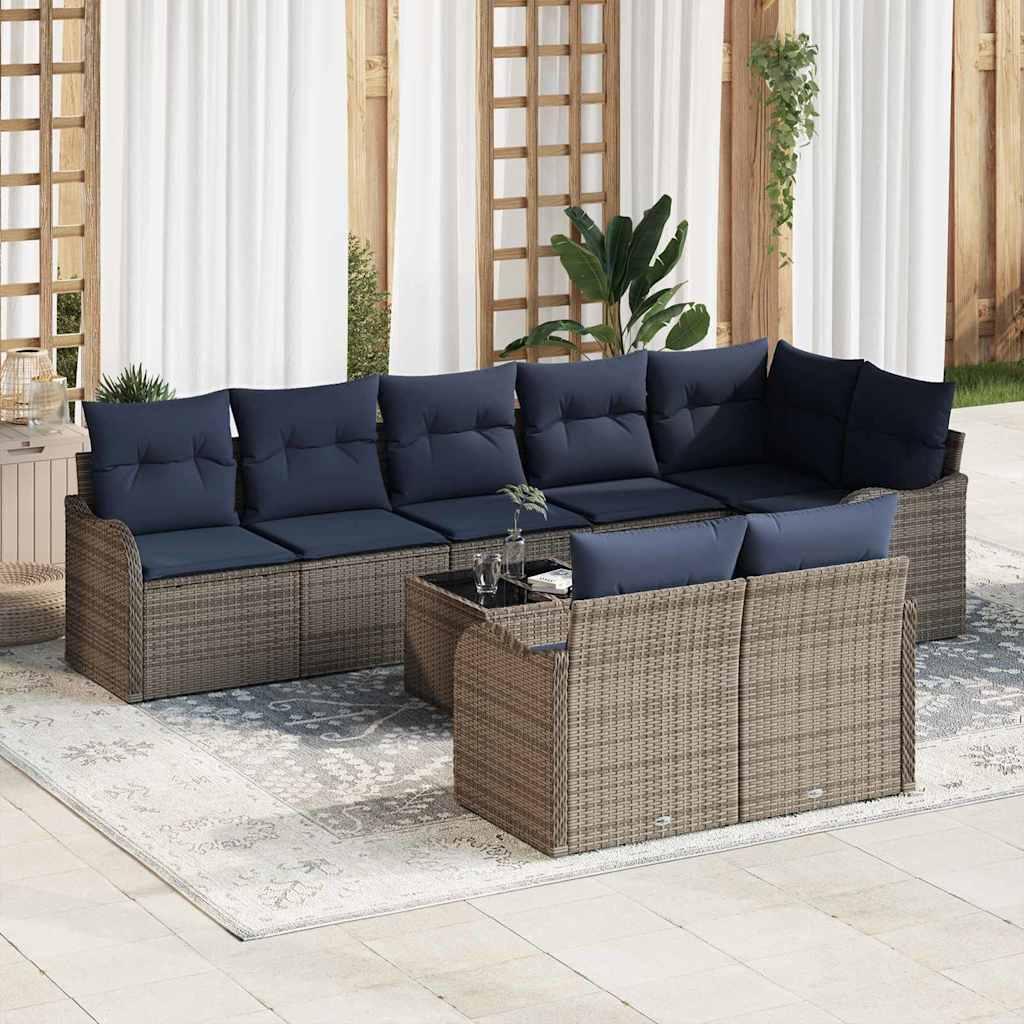 Havesofa sæt 9 stk. i grå polyrattan til terrasse og have