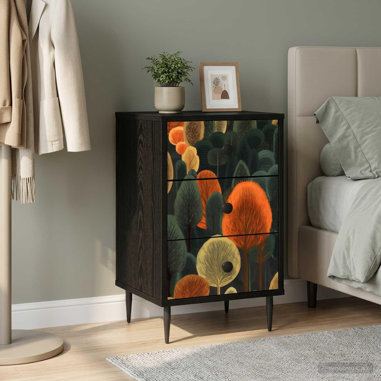 vidaXL Natskab ZAANDAM Sort eg 36 x 33 x 61 cm Konstrueret træ