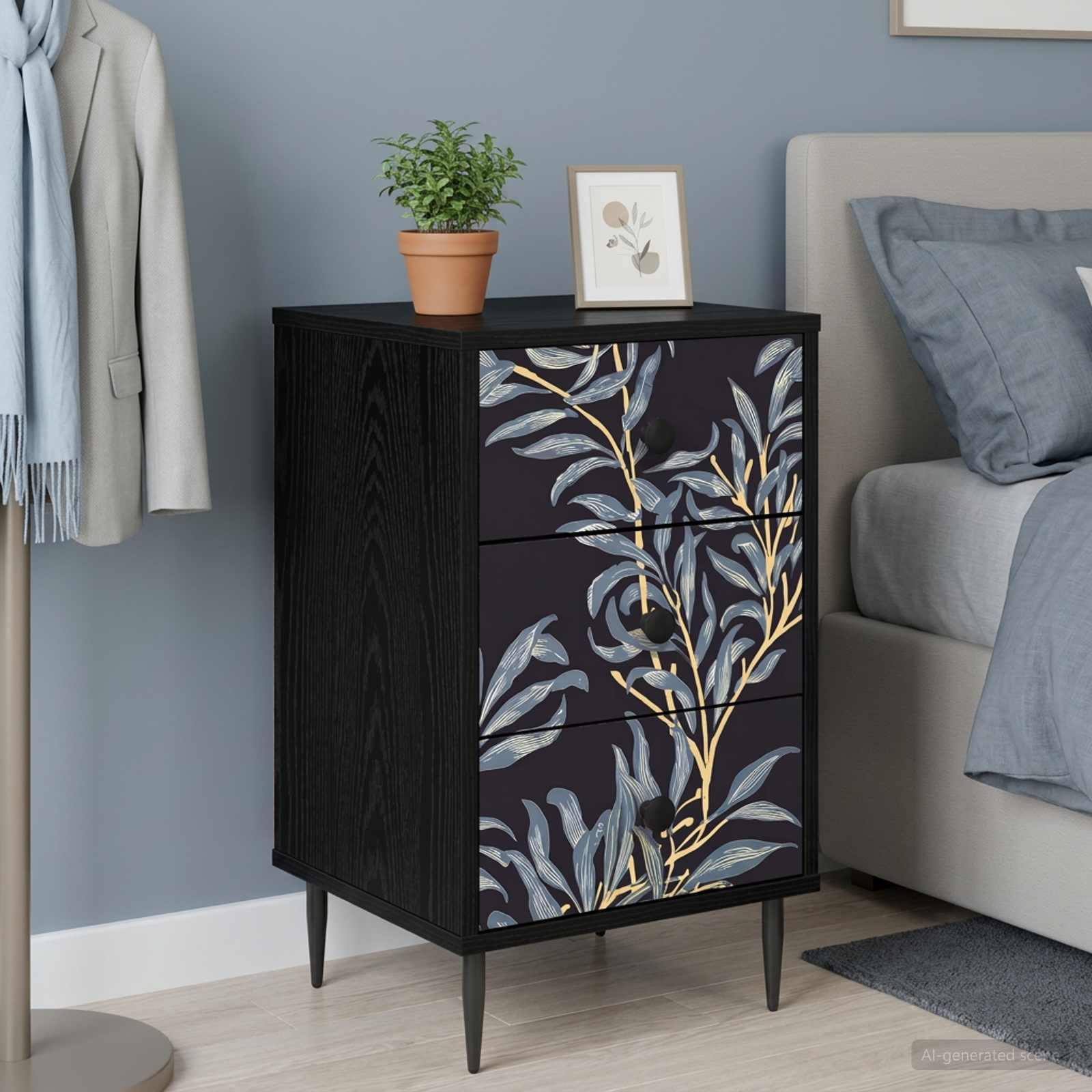 vidaXL Natskab DOKKUM 2 stk. Sort eg 36 x 33 x 61 cm Konstrueret træ