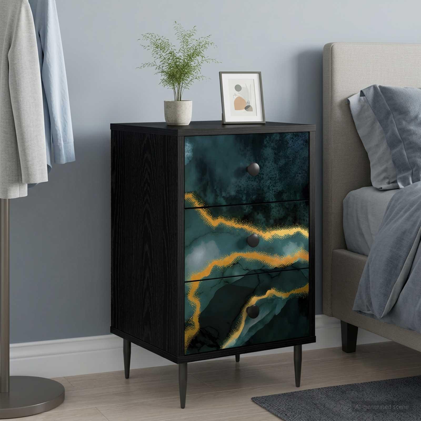 vidaXL Natskab WIJHE 2 stk. Sort eg 36 x 33 x 61 cm Konstrueret træ