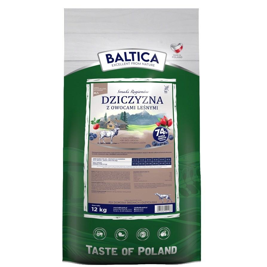 BALTICA Smagene fra regionerne hjort med skovbær tørfoder til voksne hunde af mellemstore og store racer 12 kg