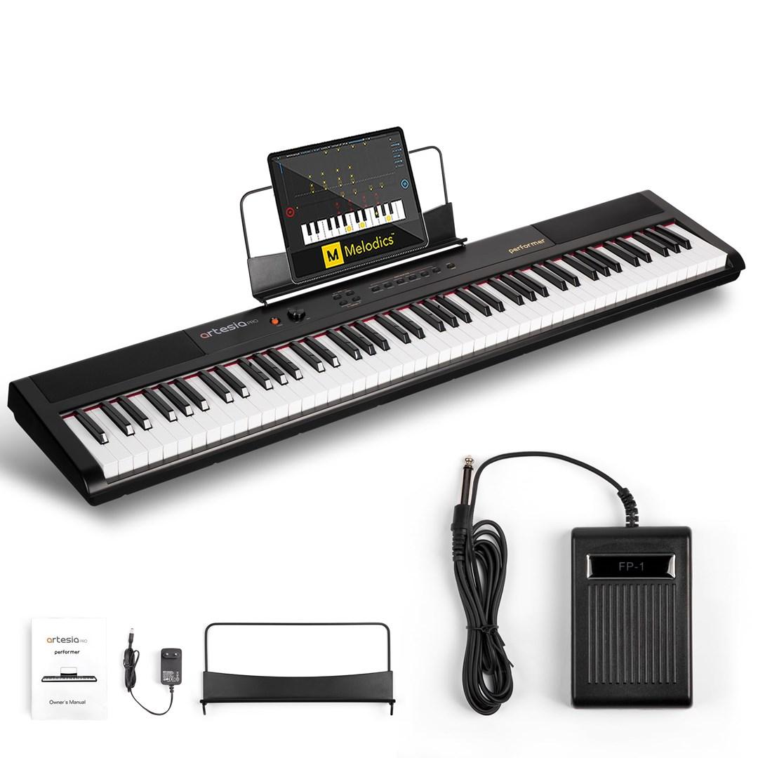 Artesia Performer digitalpiano - sort med nodestativ og fodpedal