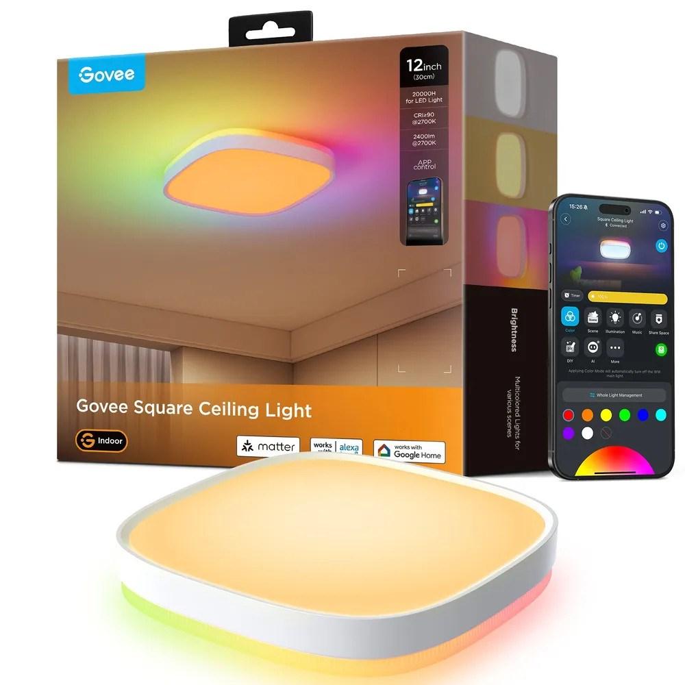 Govee 12-tommer firkantet smart loftlampe RGBWW + RGBIC H80A4