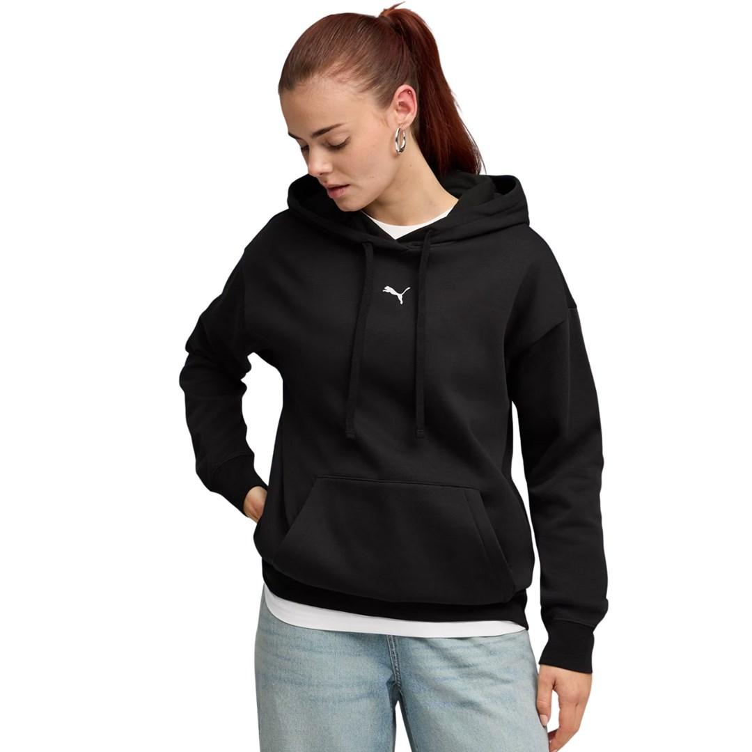 Puma ESS Centered Cat Logo dame hoodie sort str. L