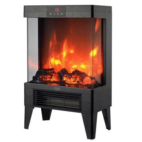 Adler elektrisk pejs med LED og fjernbetjening 3D flammeeffekt 1000/2000 W