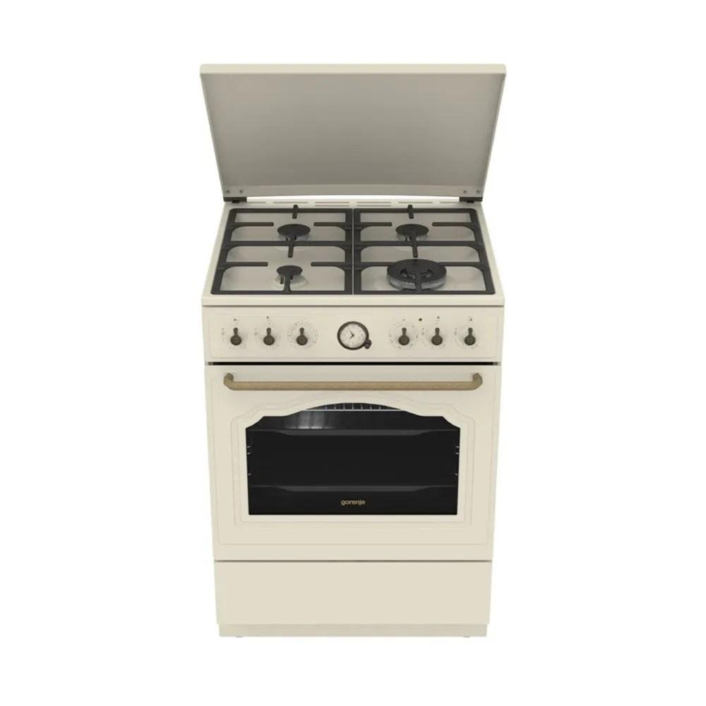 Gorenje GKS6C71CLI komfur med gaskogeplade og elovn - creme