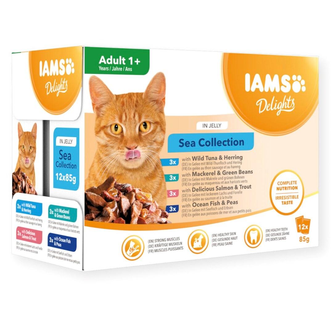 IAMS Delights Adult Sea Collection i gelé vådfoder til kat 12 x 85 g
