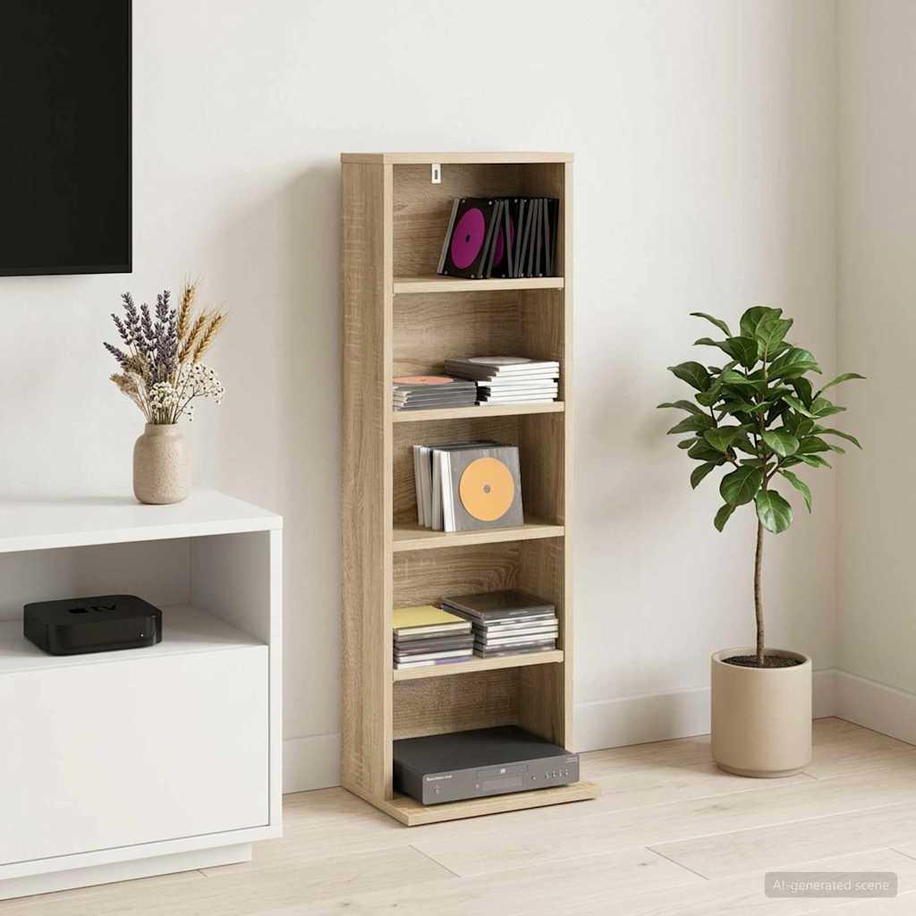 vidaXL CD Skab Sonoma-eg 33 x 23,5 x 97,5 cm Konstrueret træ