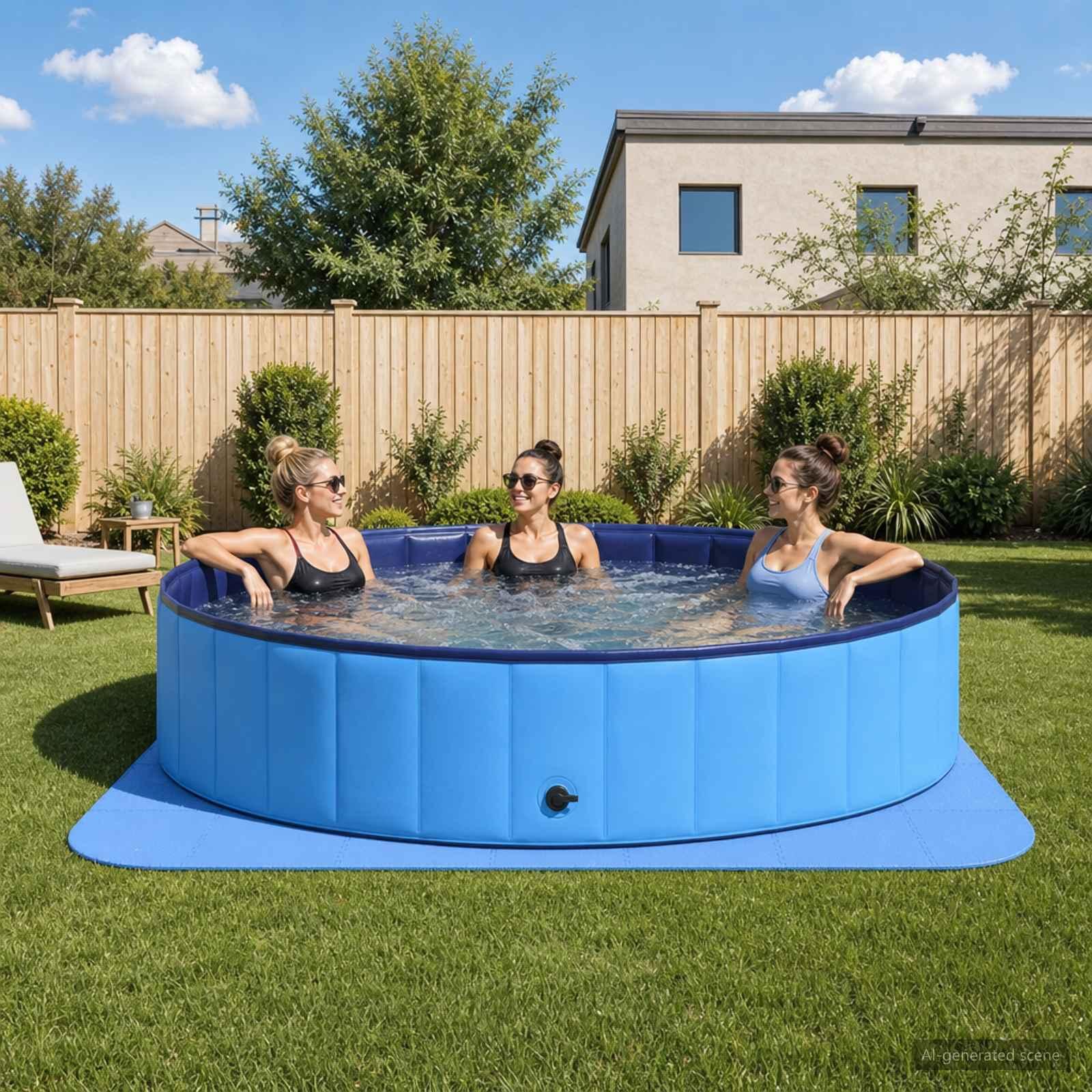 Poolbundmåtte 49 stk. til rund pool Ø 408 cm i EVA skum - blå