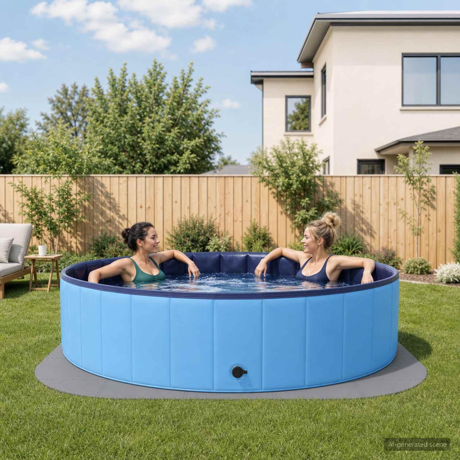 Poolbundmåtte 25 stk. Ø 292 cm rund EVA-skum grå