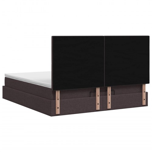 Ottoman seng med madras 140 x 200 cm mørk brun stof