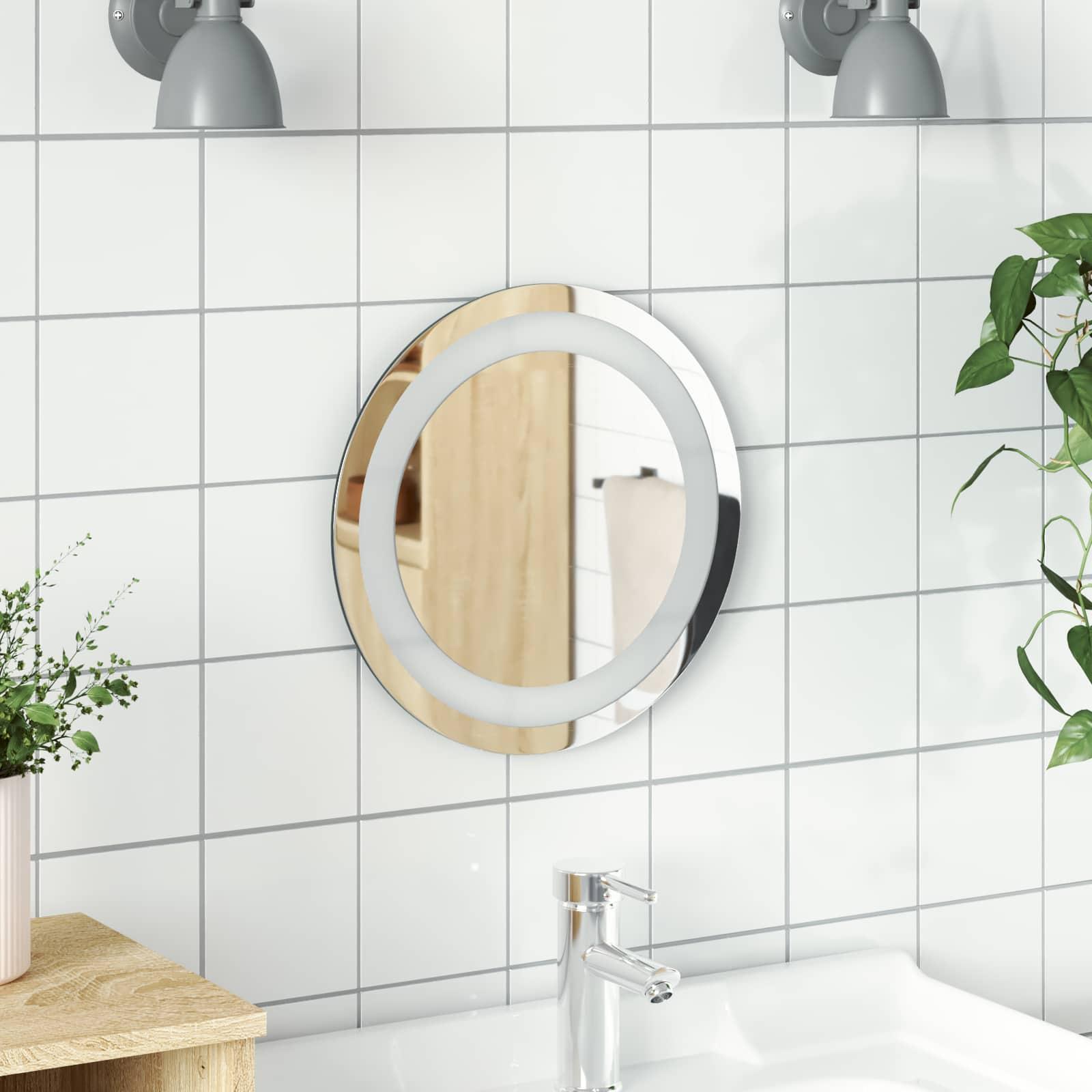 LED badeværelsesspejl rundt med lys Ø 30 cm i hærdet glas