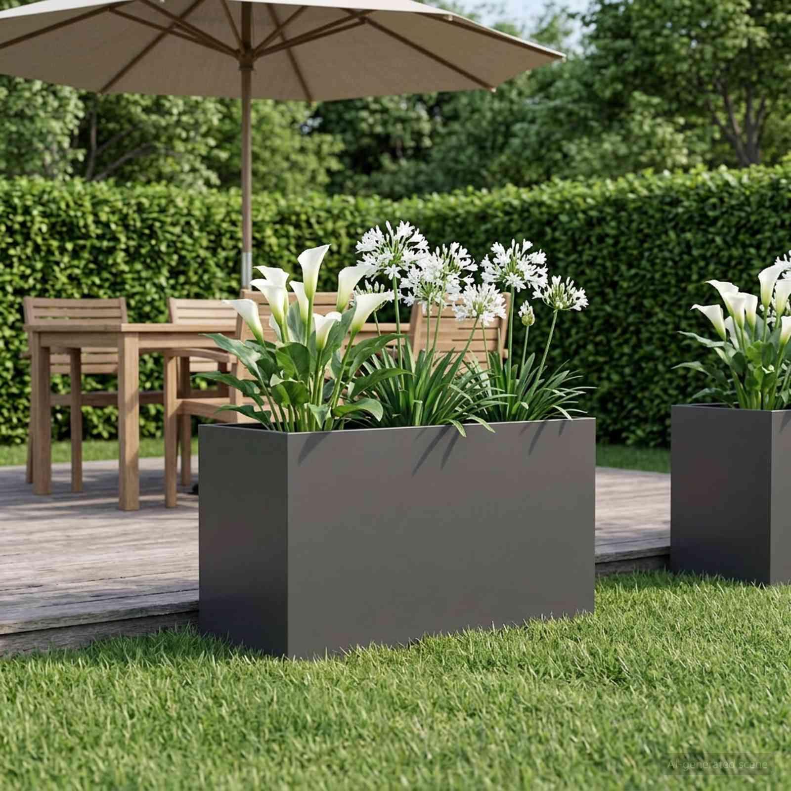 vidaXL Have Blomsterkrukke Sort 80 x 50 x 50 cm Koldvalset stål