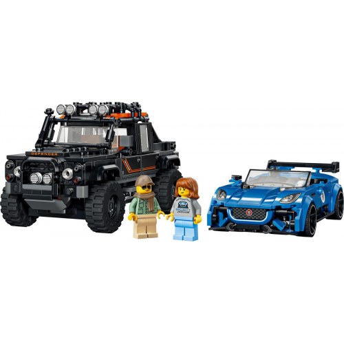 LEGO Speed Champions 77264 Jaguar F-TYPE Project 7 og Land Rover Defender Classic byggesæt