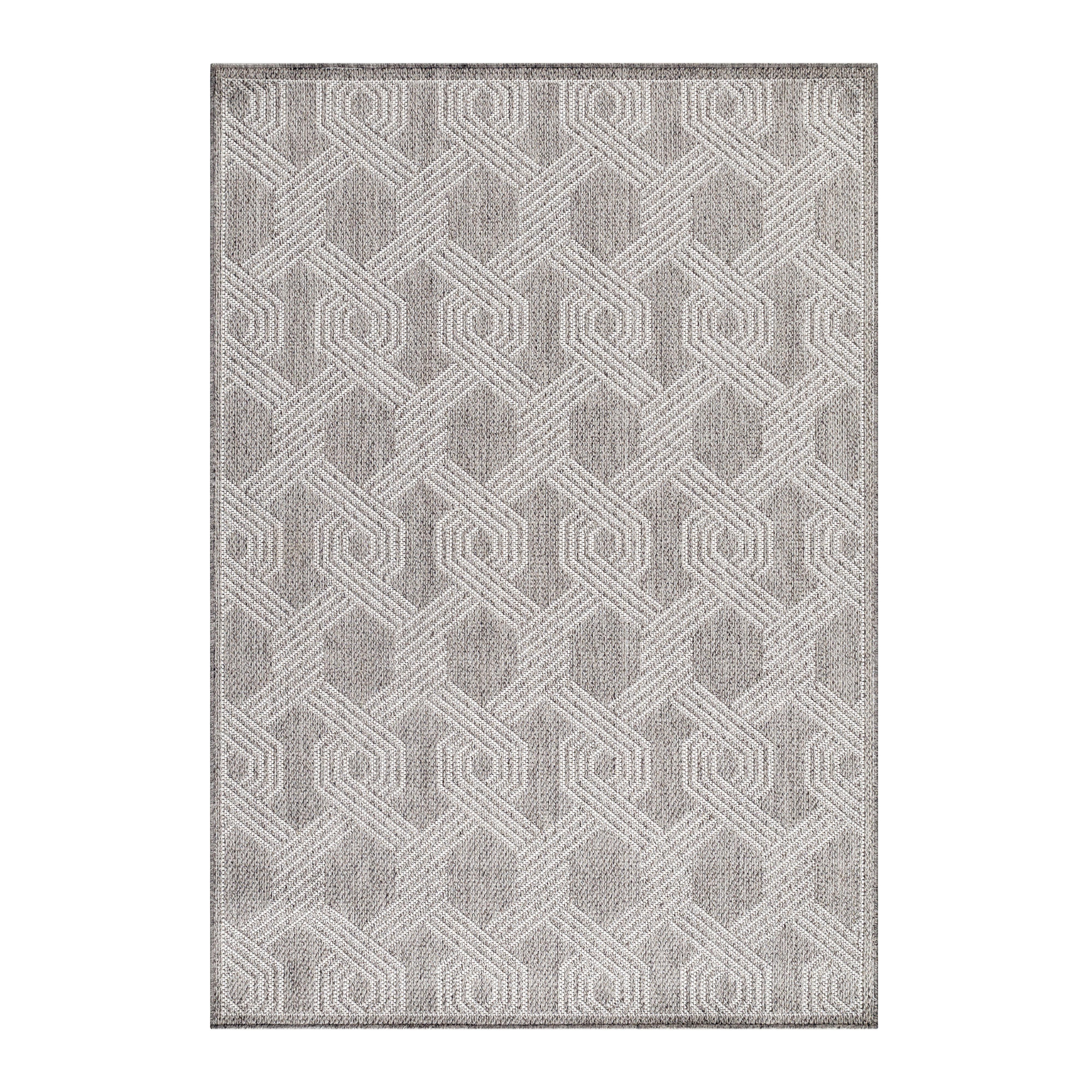 ARUBA geometrisk udendørs tæppe - grå, rektangulært - 240 x 340 cm