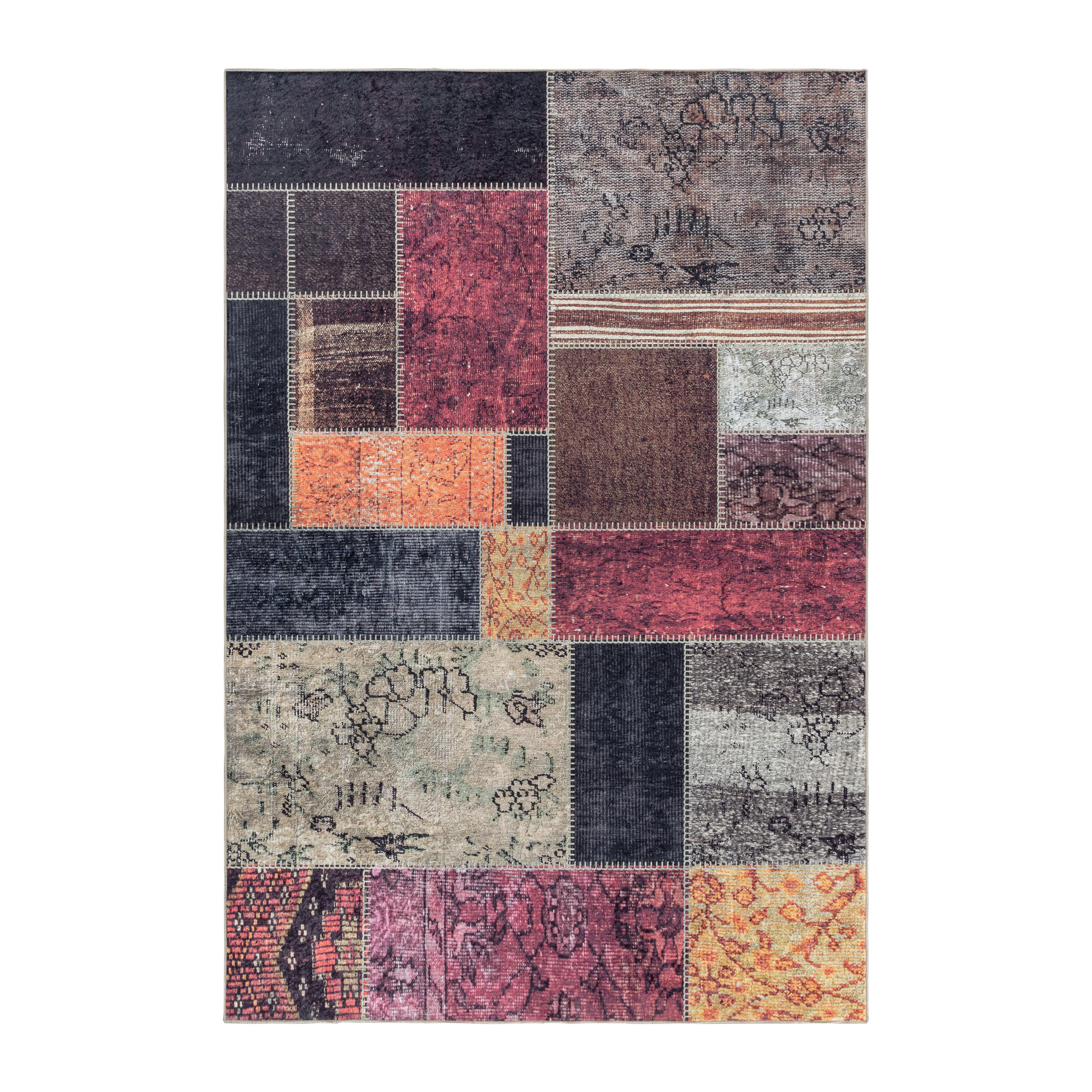 FIESTA Patchwork MULTI vaskbart gulvtæppe rektangel - 200 x 290 cm