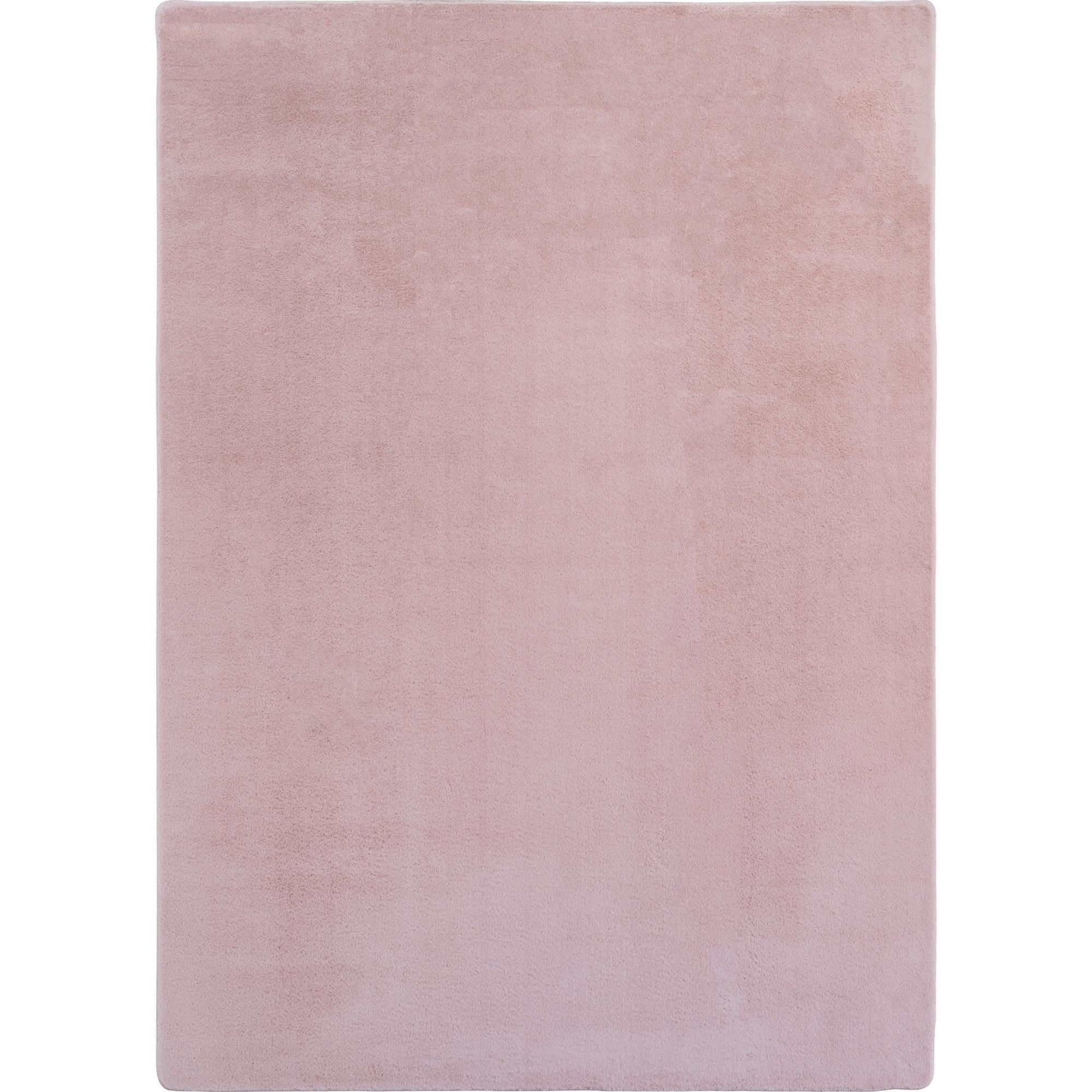 JOY Unicolor rundt kortluvet tæppe - rosa - 160 x 160 cm