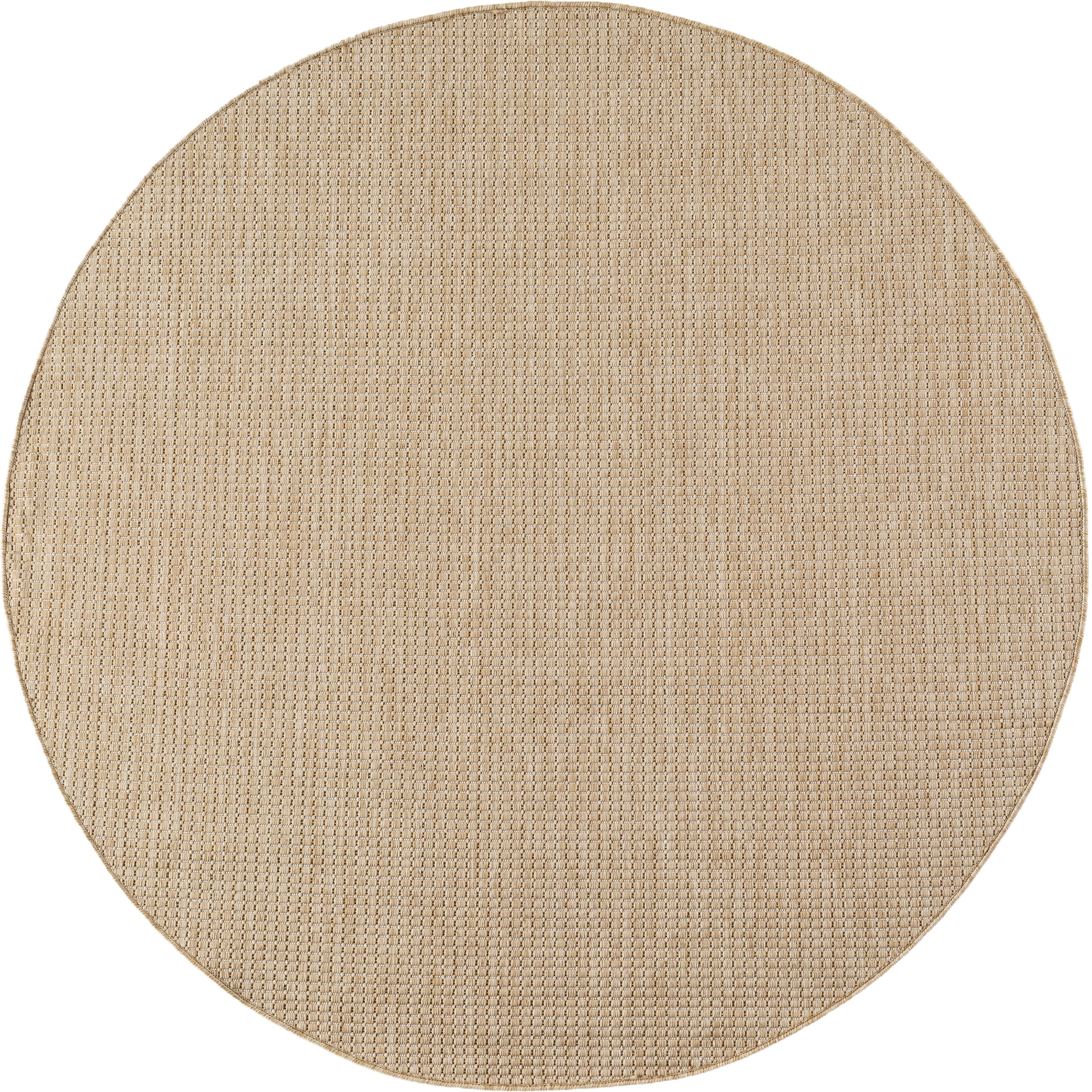 MIRA beige rundt in- og outdoortæppe - 80 x 80 cm