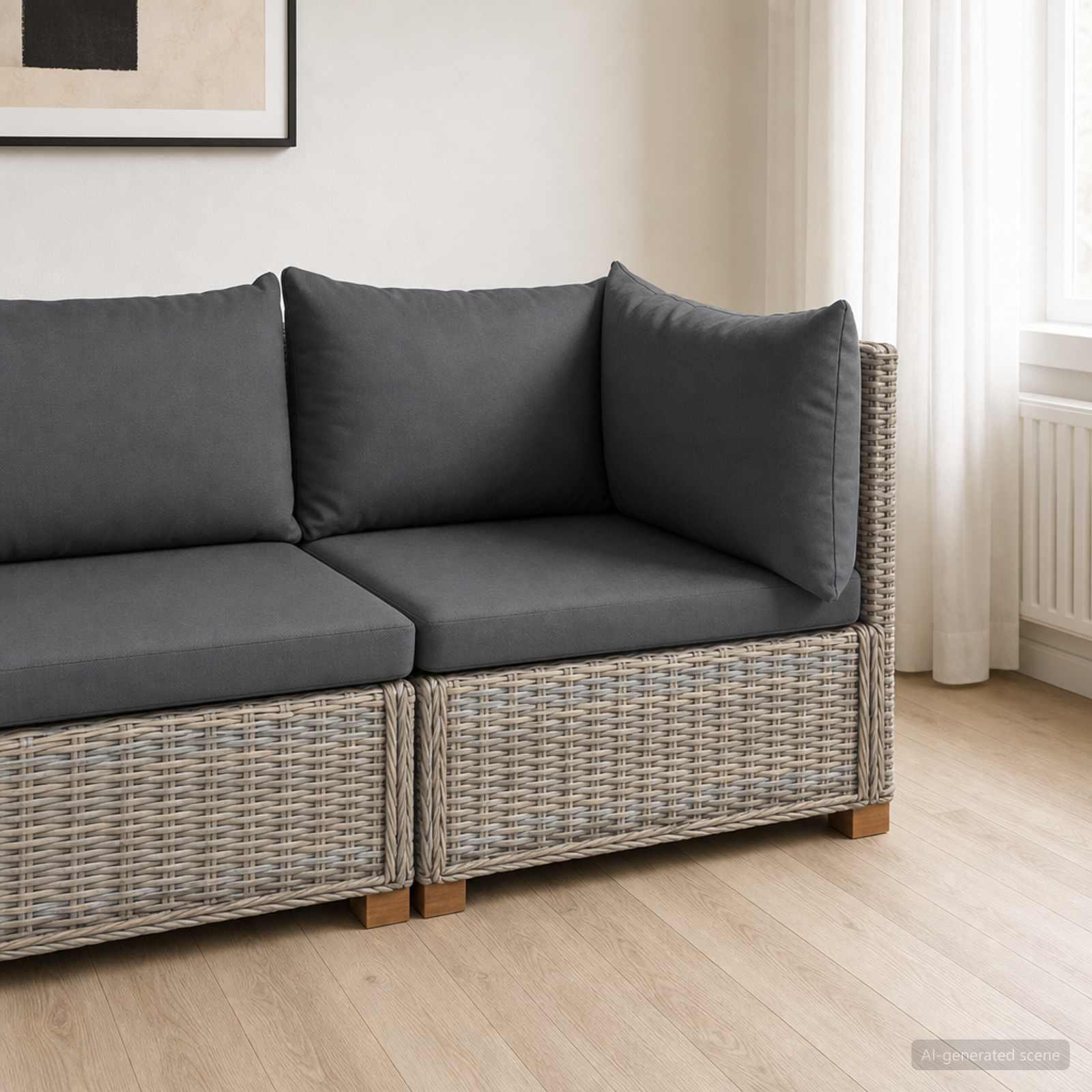 vidaXL Hjørnesofa med puder GENDT Naturlig rattan Kubu Grå