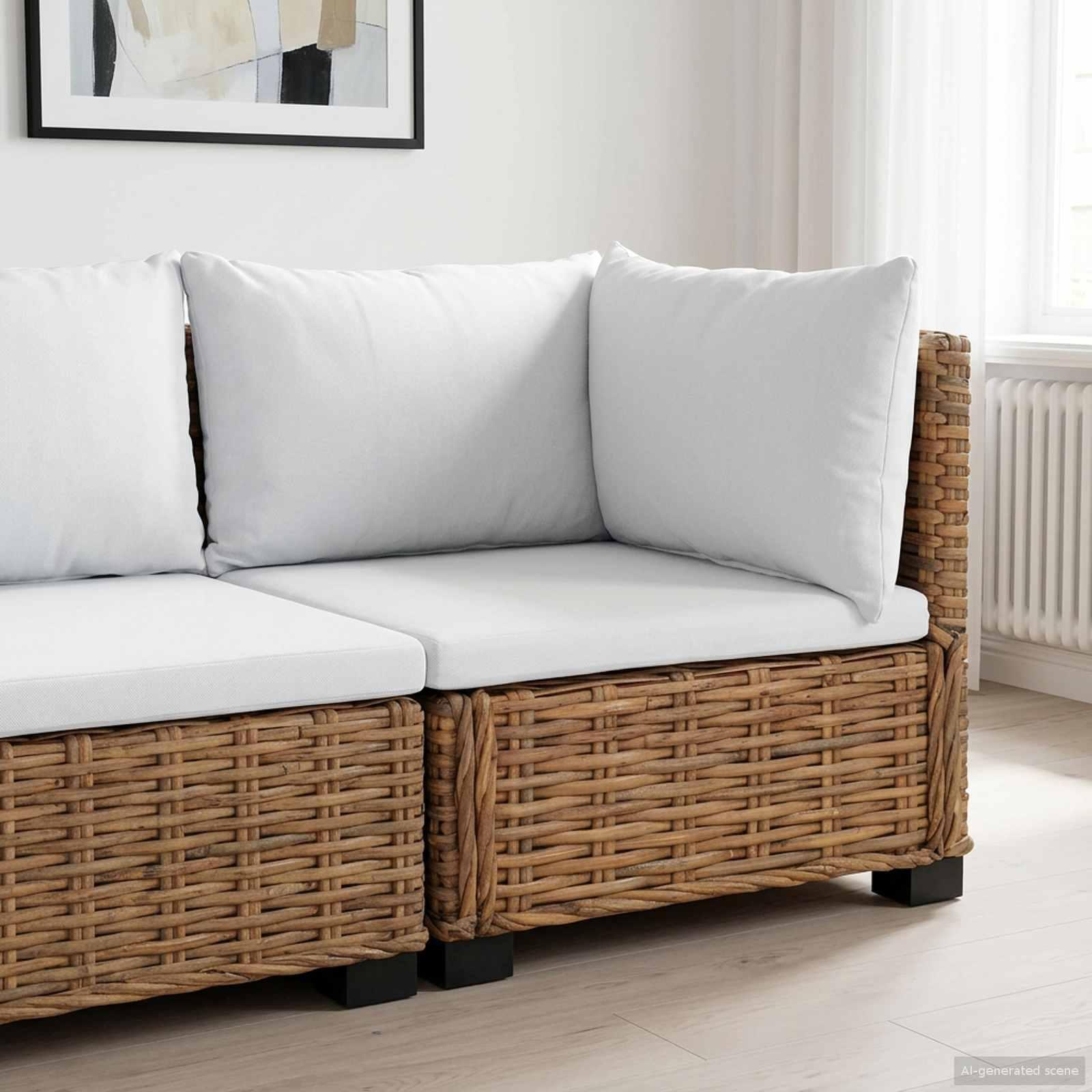 vidaXL Hjørnesofa med puder GENDT Naturlig rattan Naturfarvet