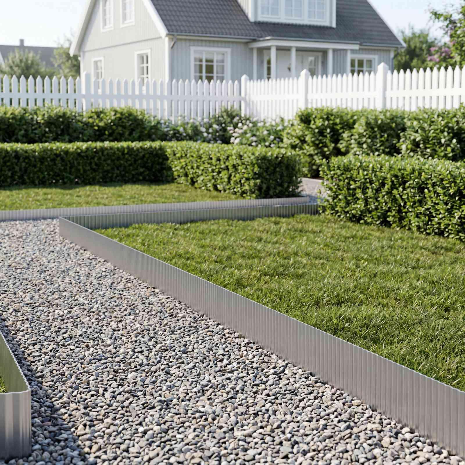 vidaxl Plænekant 5 m x 25 cm Galvaniseret stål Sølv
