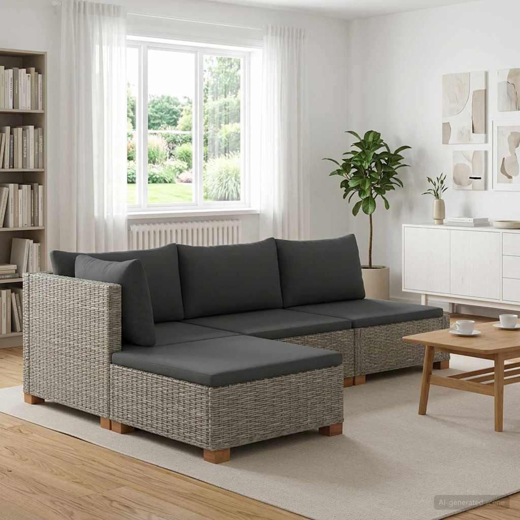 vidaXL 3 stk. Rattan Loungesæt med Puder GENDT Naturlig rattan