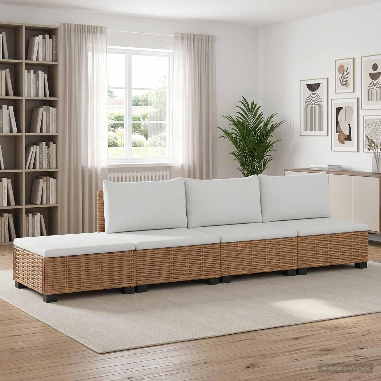 vidaXL 4 stk. Rattan Loungesæt med Puder GENDT Naturlig rattan