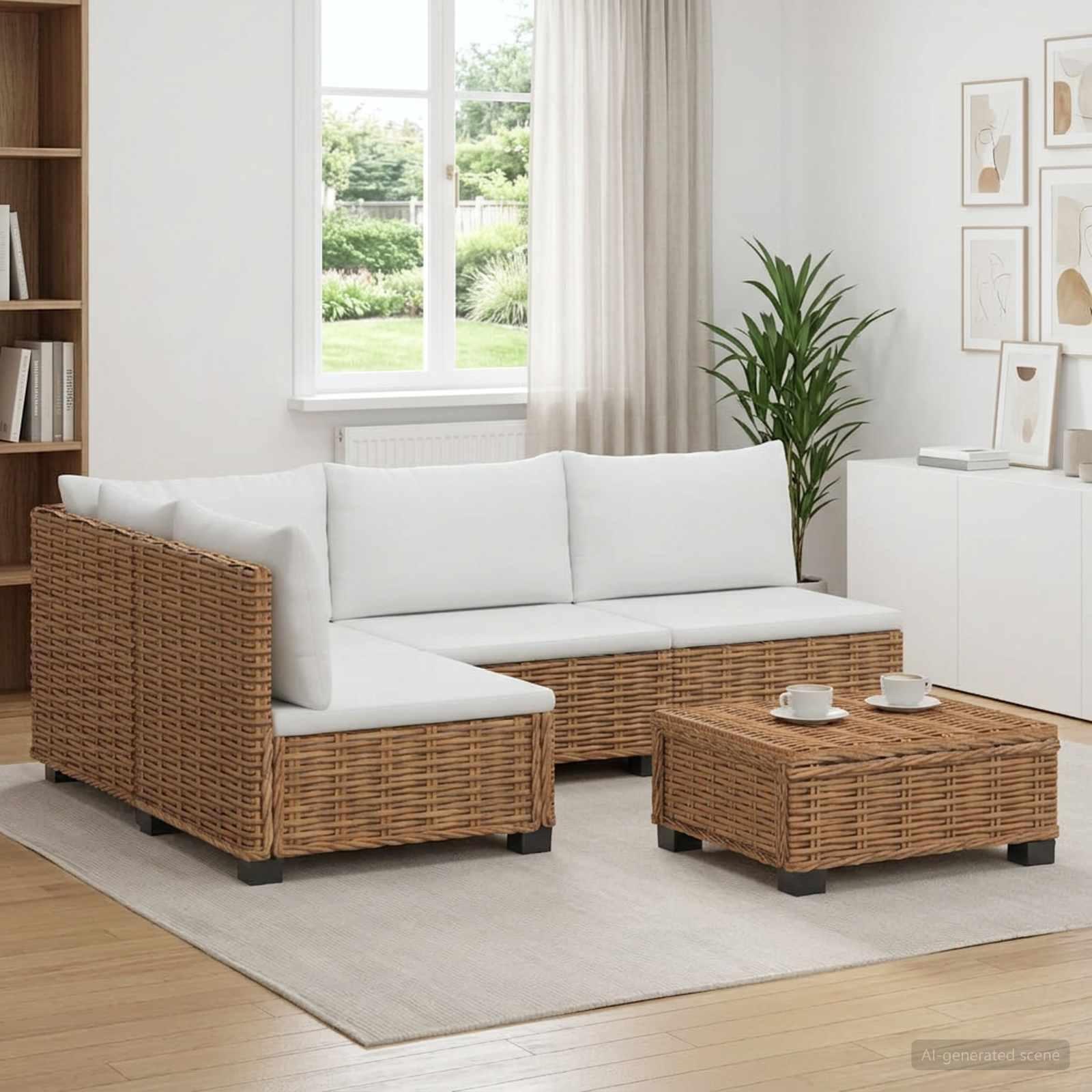vidaXL 5 stk. Rattan Loungesæt med Puder GENDT Naturlig rattan