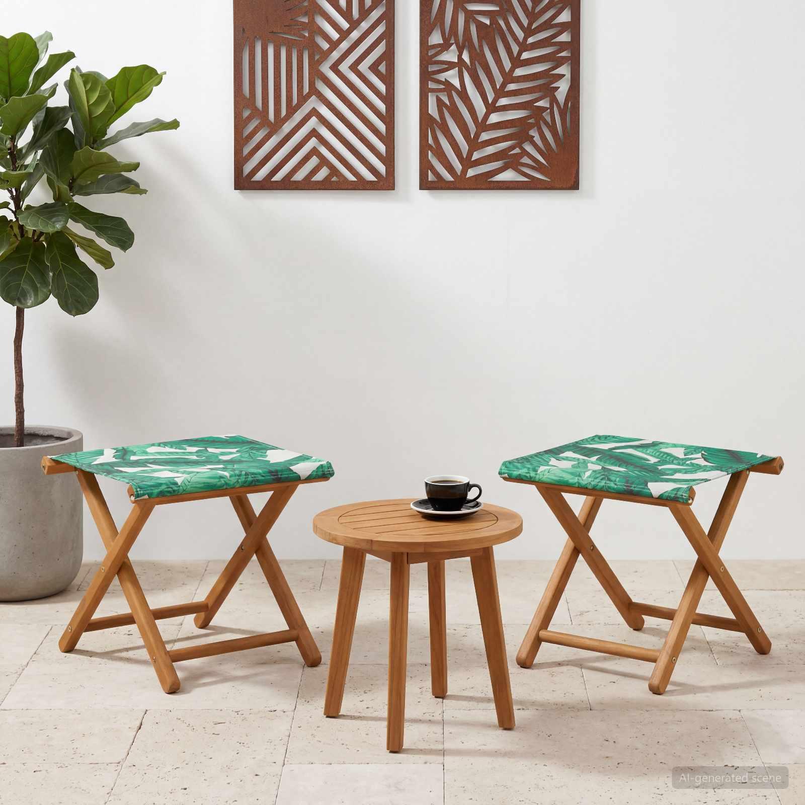 vidaXL Havestol 2 pcs Massiv Eucalyptus Træ Bladmønster