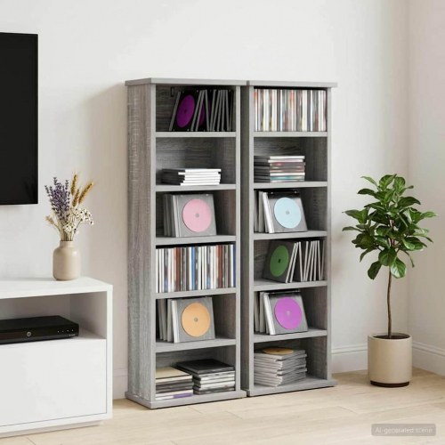 CD skab 2 stk. grå sonoma 60 x 17 x 92 cm i konstrueret træ