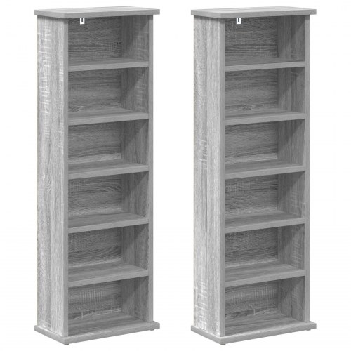 CD skab 2 stk. grå sonoma 60 x 17 x 92 cm i konstrueret træ