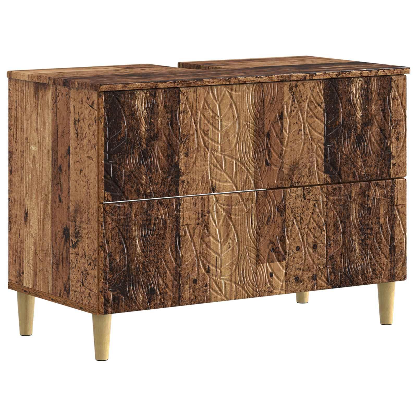 vidaXL Badeværelsesskabsunder DELFT Gammelt træ 82 x 41 x 59 cm