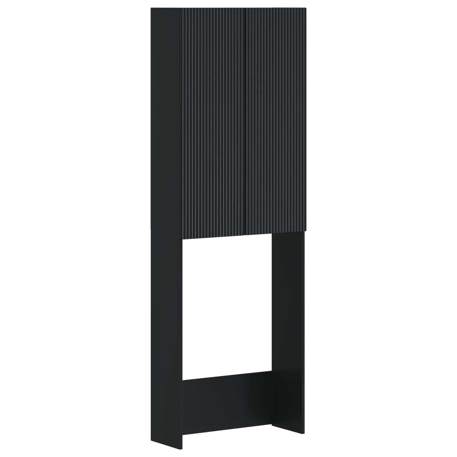 vidaXL Toilet Skab ARNHEM Sort 66 x 25,5 x 190 cm Konstrueret træ