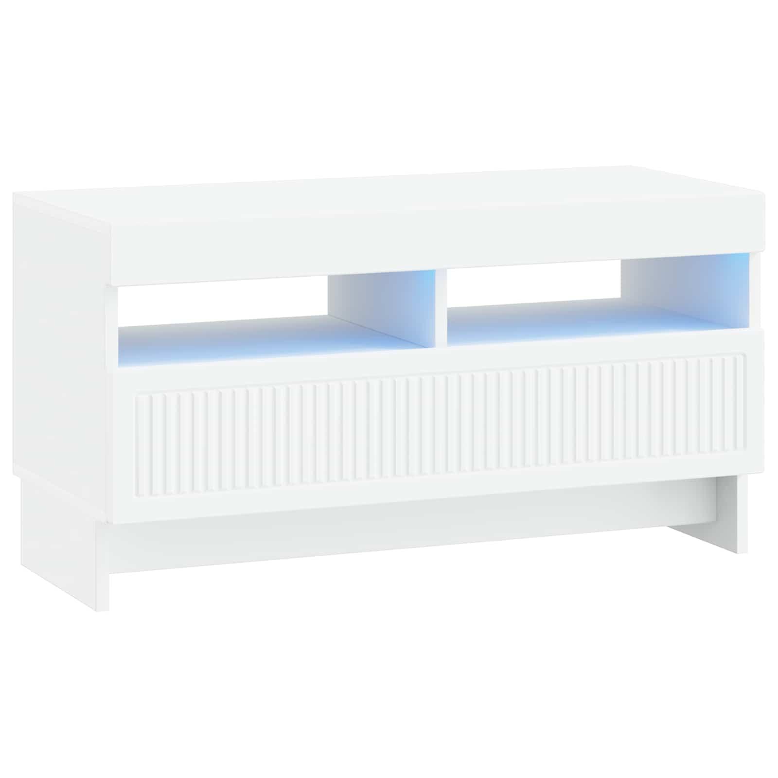 LED TV-skab i hvidt konstrueret træ med opbevaring