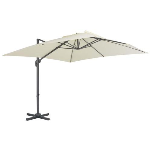 Haveparasol m. transportabel fod sandfarvet
