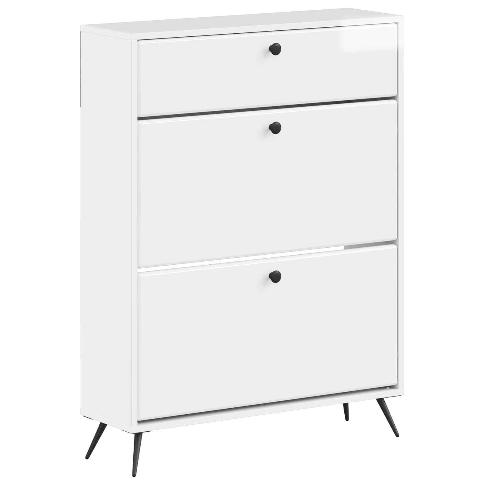 Skoskab BREDA 78 x 24 x 103 cm i konstrueret træ - hvid højglans