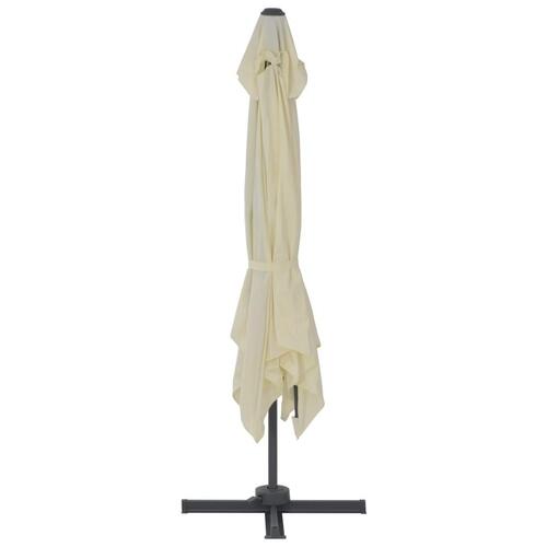 Haveparasol m. transportabel fod sandfarvet