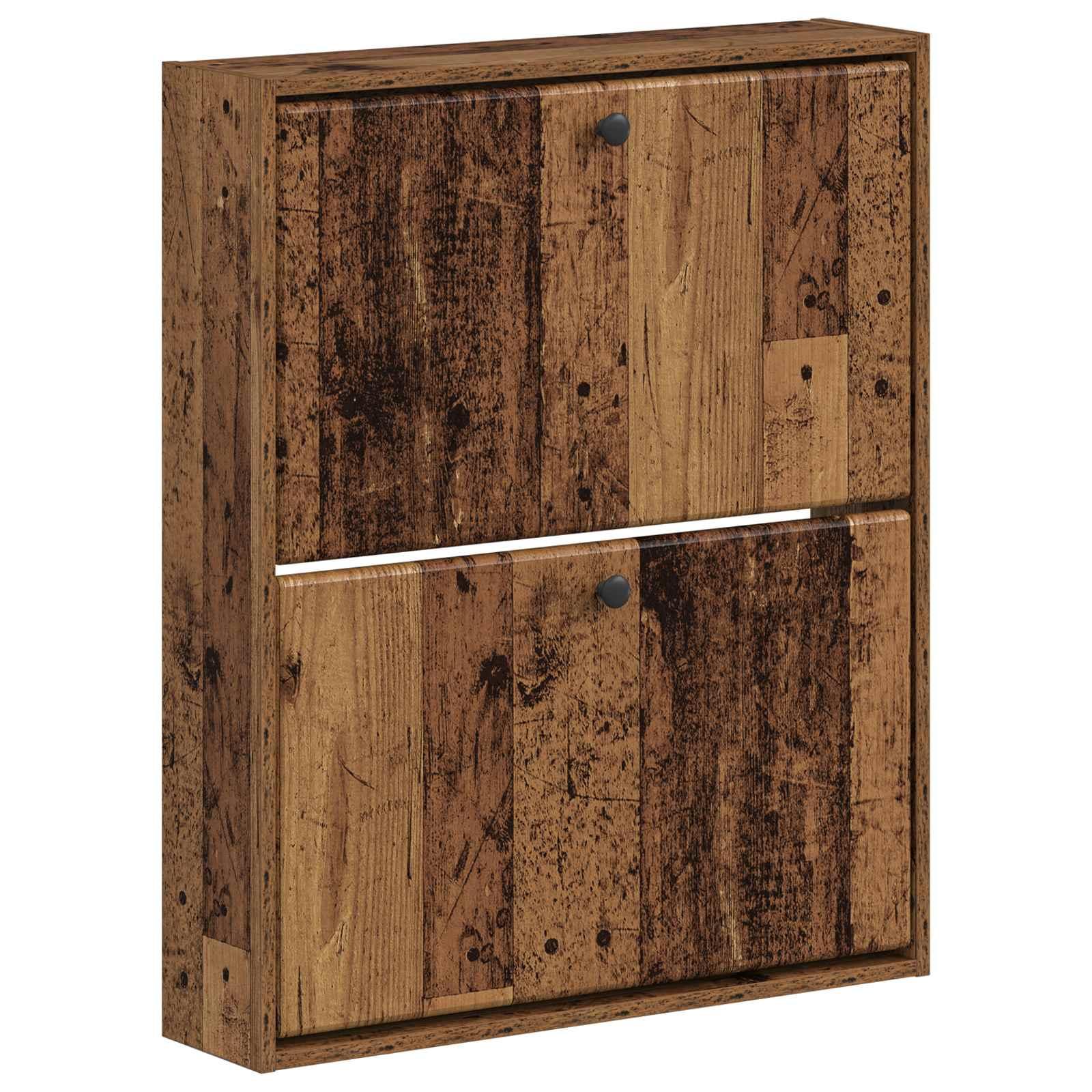 Vægmonteret skoskab BREDA 71 x 17 x 86 cm i gammelt træ