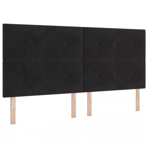 Ottoman seng med madras og LED sort 200 x 200 cm fløjl