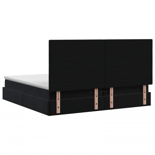 Ottoman seng med madras og LED sort 200 x 200 cm fløjl