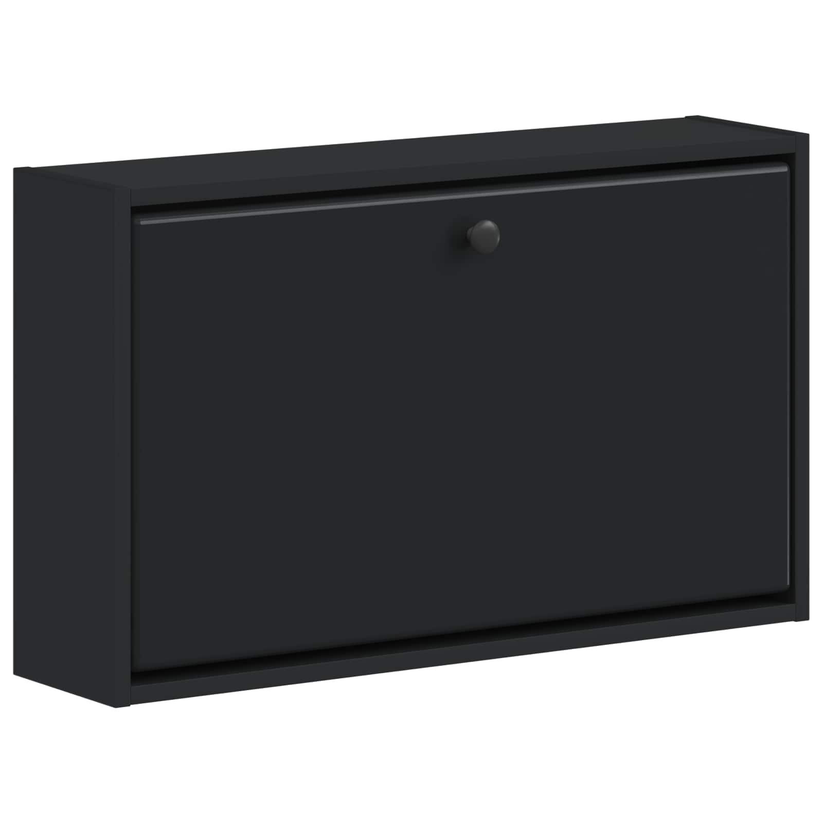 Vægmonteret skoskab BREDA 71 x 17 x 43 cm i sort konstrueret træ