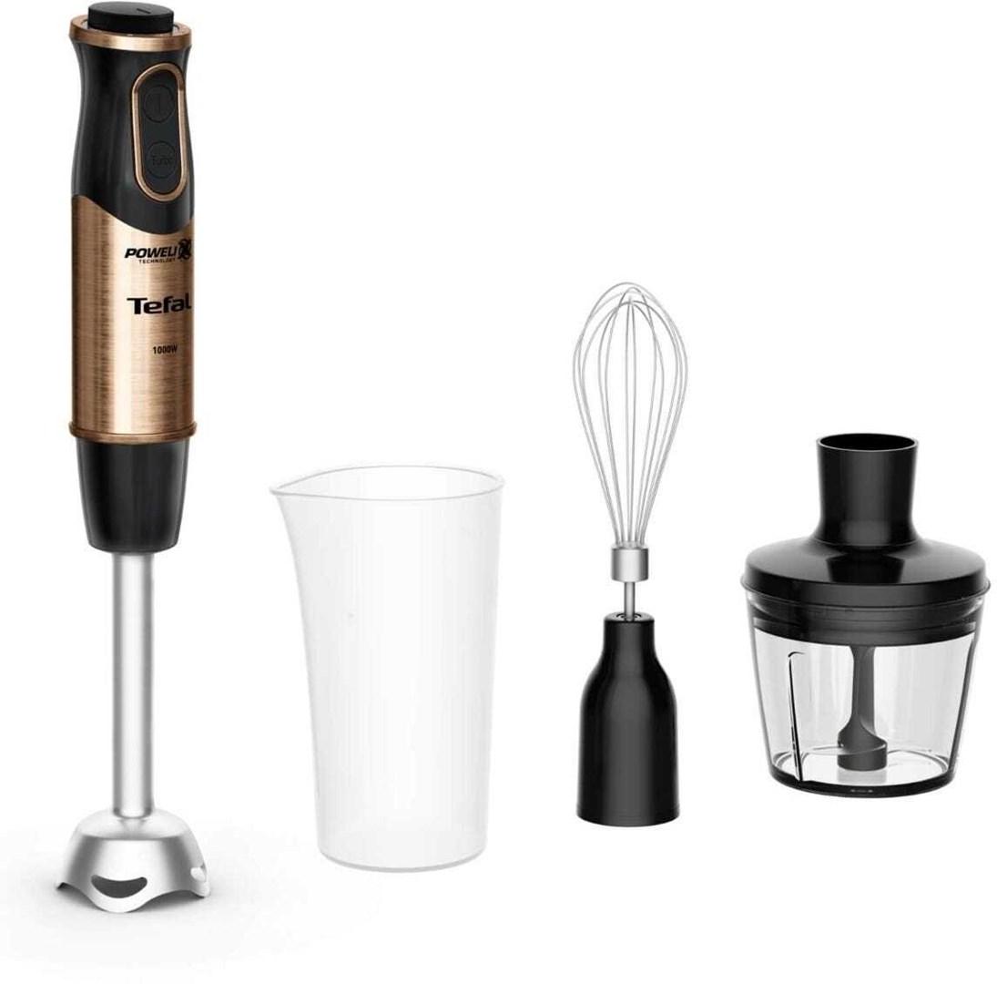Tefal Quickchef HB656G10 stavblender 1000 W med 20 hastigheder, 3-i-1, sort/guld