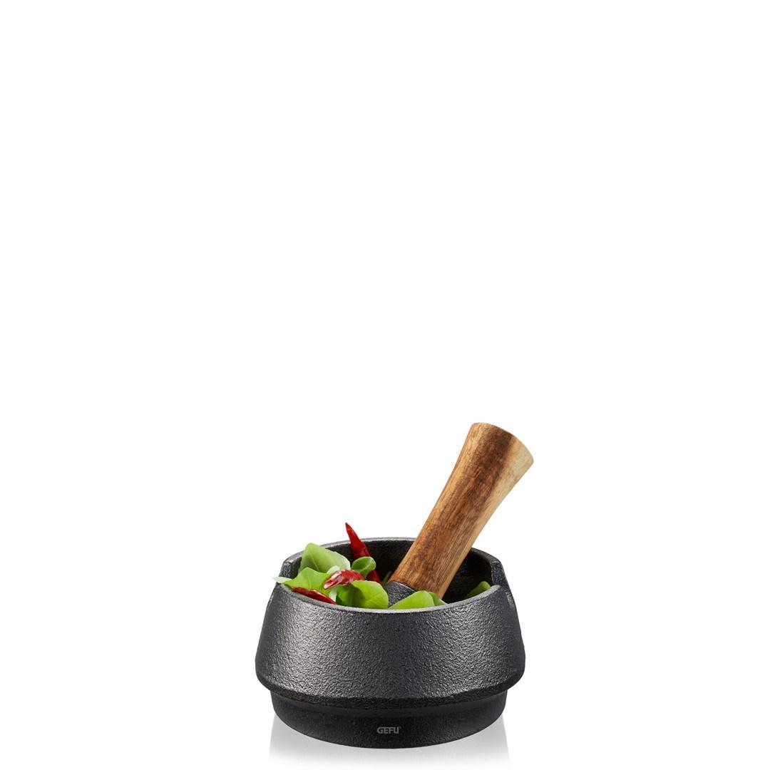 GEFU X-PLOSION, Sort, Træ, Akacietræ, Støbejern, Morter og støder, 90 mm, 2,7 kg, 1 stk