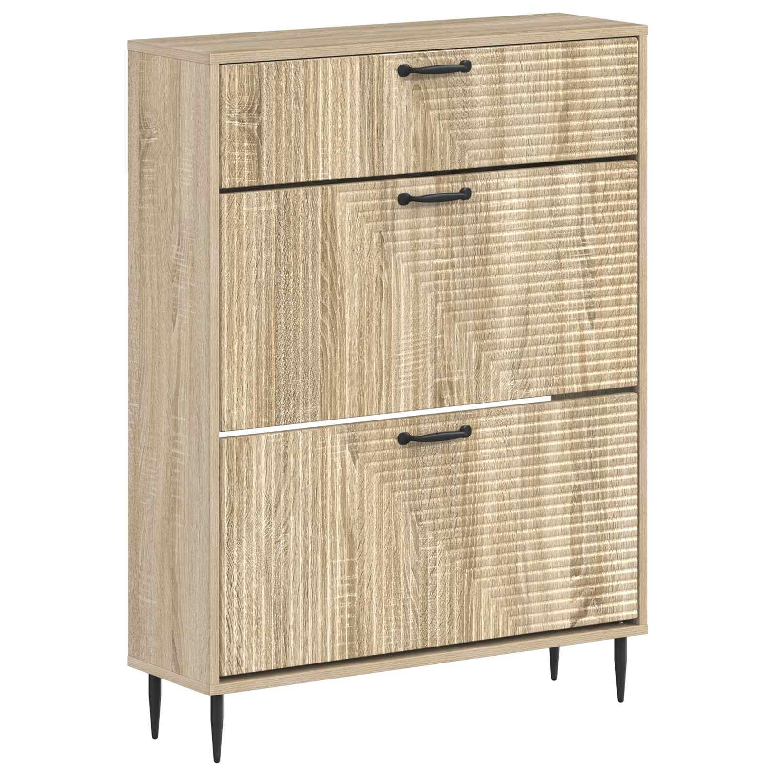 Skoskab HAARLEM 78 x 24 x 103 cm i konstrueret træ - Sonoma-eg