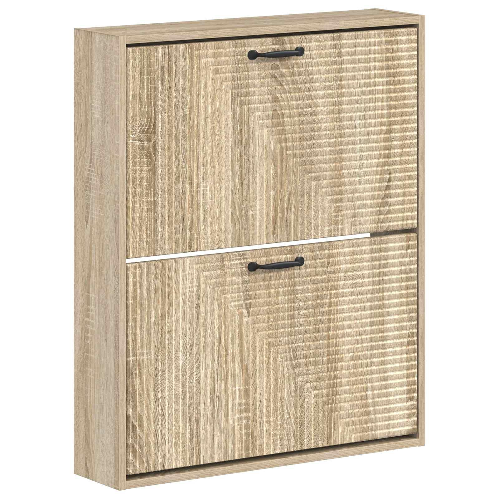 Vægmonteret skoskab HAARLEM 71 x 17 x 86 cm i konstrueret træ - sonoma-eg