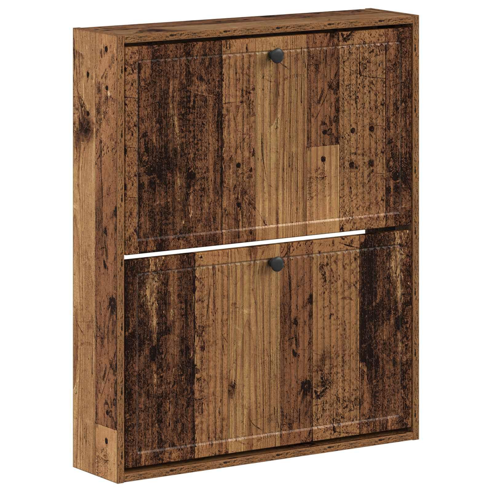 Vægmonteret skoskab EDE 71 x 17 x 86 cm i konstrueret træ - gammelt træ