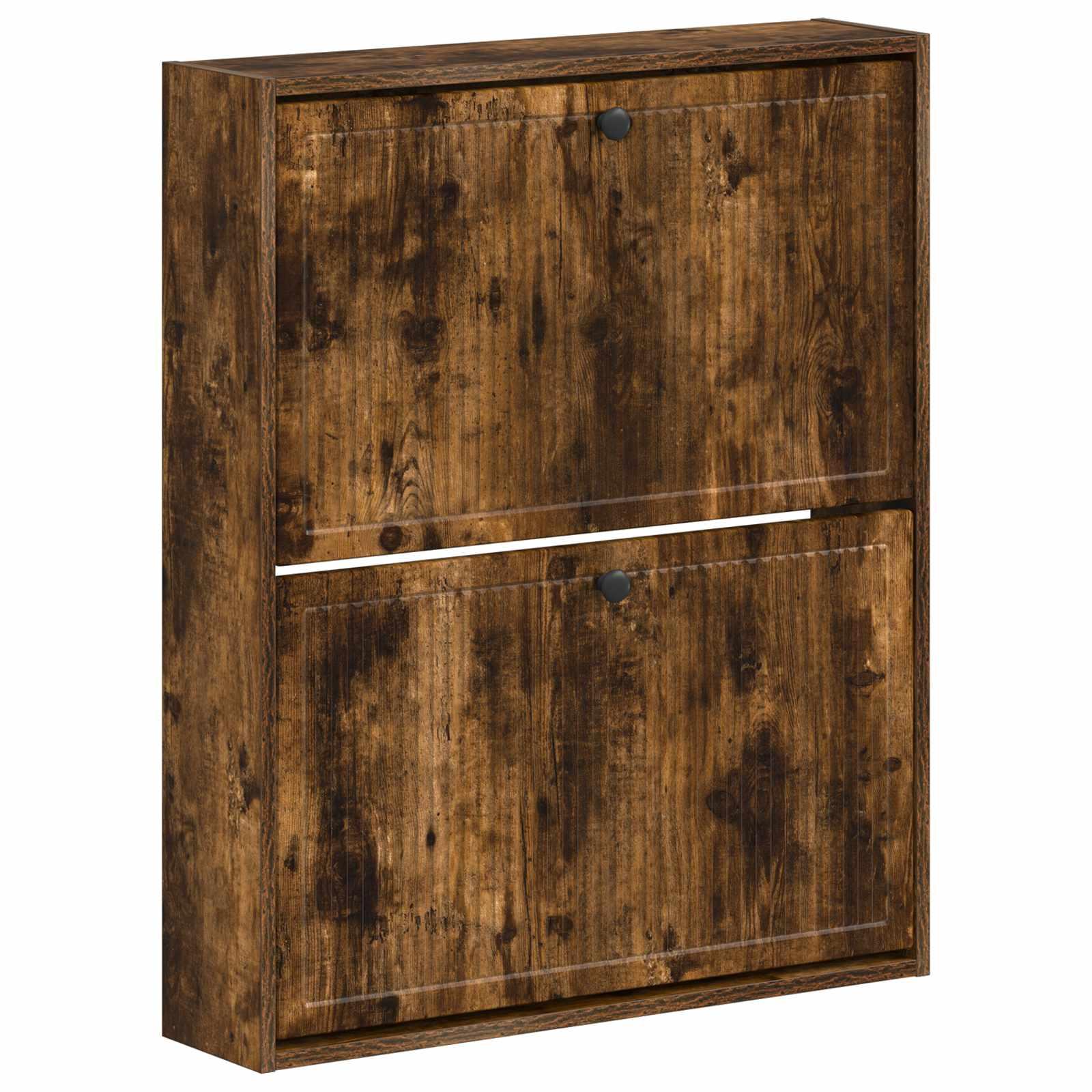 Vægmonteret skoskab EDE 71 x 17 x 86 cm i konstrueret træ - røget eg
