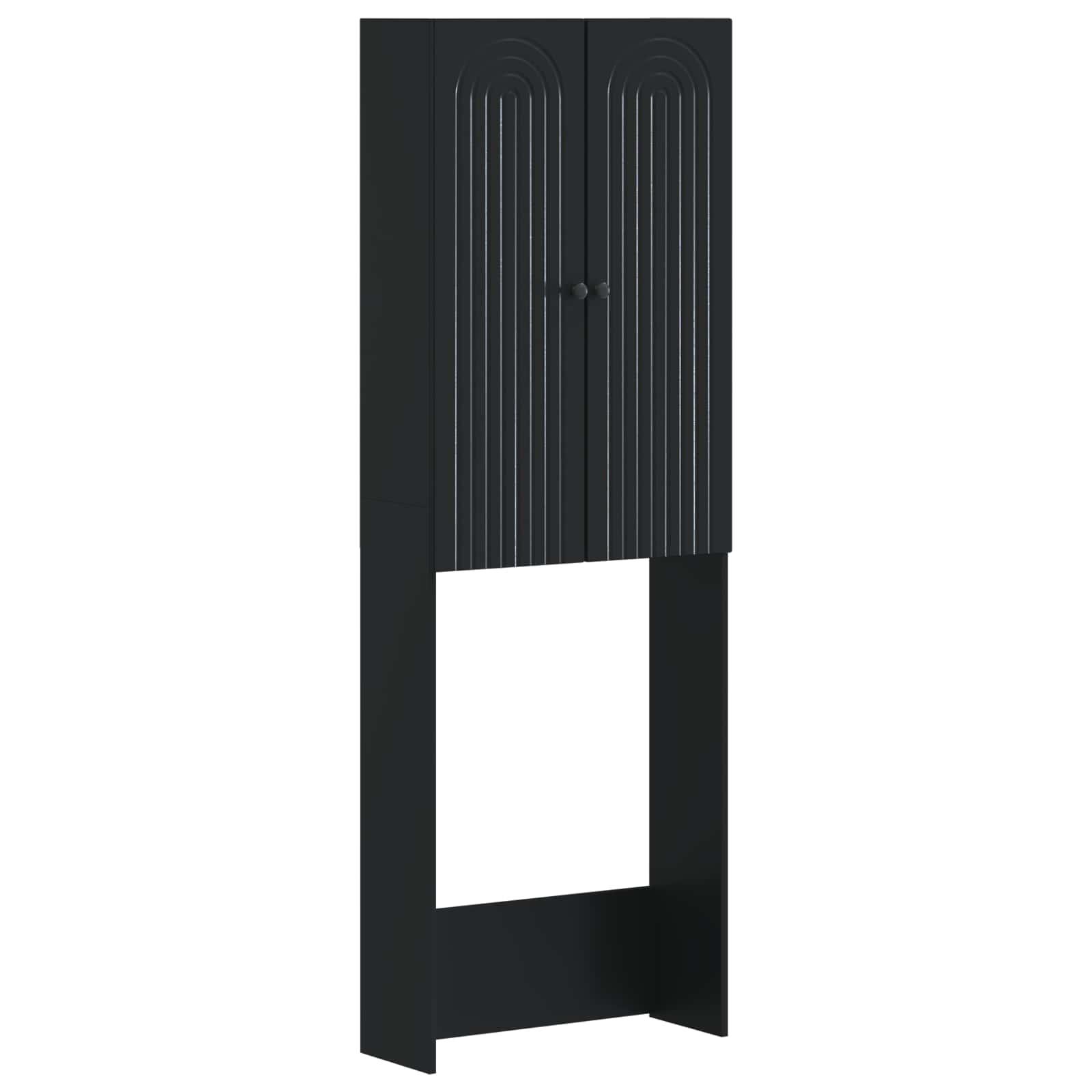 vidaXL Toilet Skab ALKMAAR Sort 66 x 25,5 x 190 cm Konstrueret træ