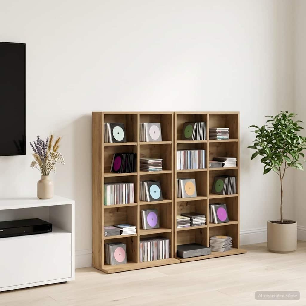 vidaXL CD Skab 2 stk. Artisan-eg 65 x 23,5 x 97,5 cm Konstrueret træ
