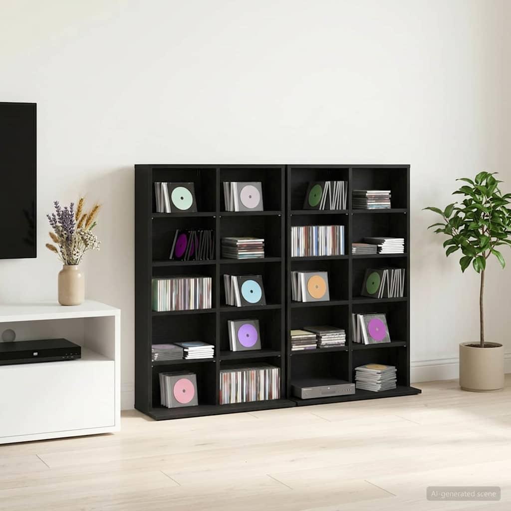 vidaXL CD Skab 2 stk. Sort eg 65 x 23,5 x 97,5 cm Konstrueret træ